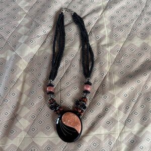 Elegant Black and Brown Beaded Necklace